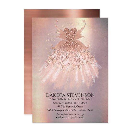 Fairy Wing Rose Gold Gown | Terracotta Coral Sheen