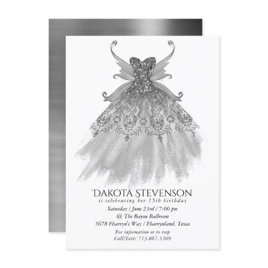 Fairy Wing Silver Gown | Platinum Foil Faux Sheen