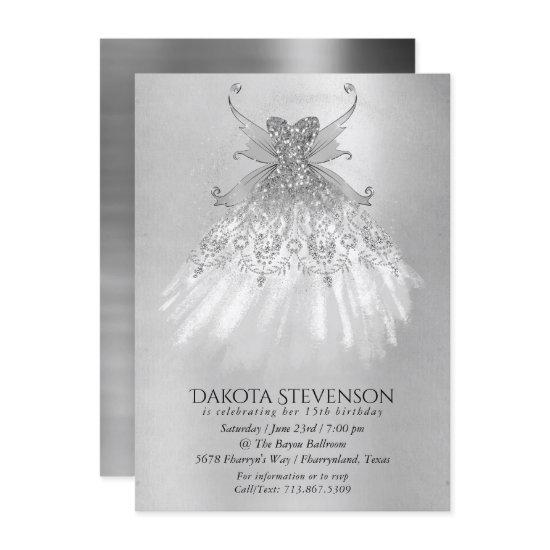 Fairy Wing Silver Gown | Platinum Foil Faux Sheen