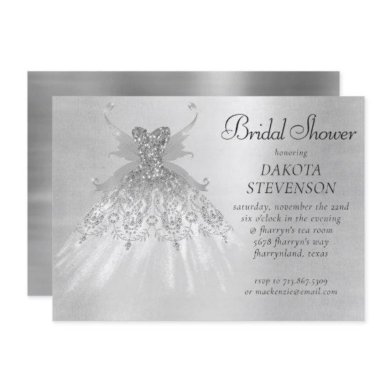 Fairy Wing Silver Gown | Platinum Foil Faux Sheen