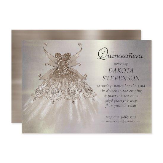 Fairy Wing Taupe Gown | Champagne Elegant Sheen
