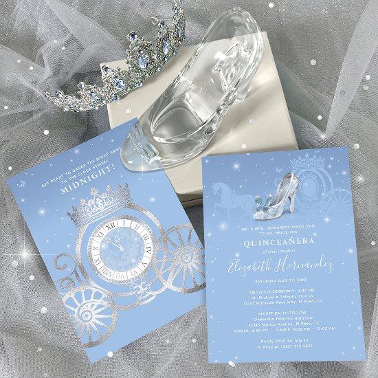 Fairytale Baby Blue Silver Cinderella Quinceanera