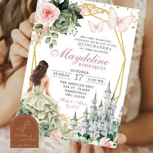 Fairytale Castle Sage Green and blush pink Floral