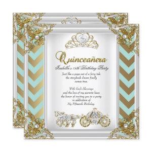 Fairytale Quinceanera 15th Birthday Mint Gold 2