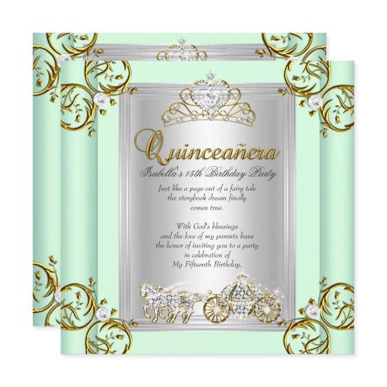 Fairytale Quinceanera 15th Birthday Mint Green