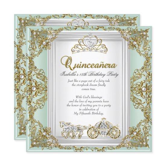 Fairytale Quinceanera 15th Birthday Mint Green