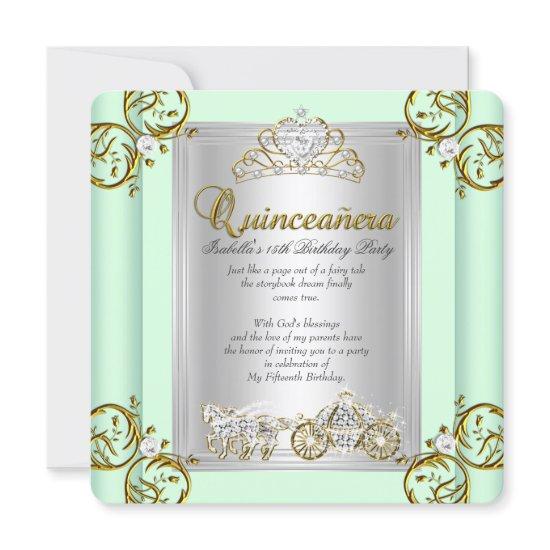 Fairytale Quinceanera 15th Birthday Mint Green