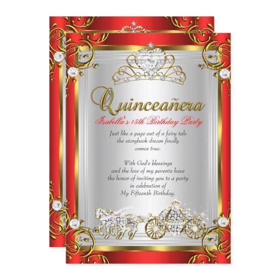 Fairytale Quinceanera 15th Birthday Red Gold