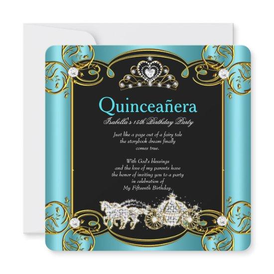 Fairytale Quinceanera 15th Birthday Teal Blue