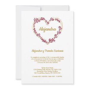 Fake Golden Flower Heart and Quinceañera Red