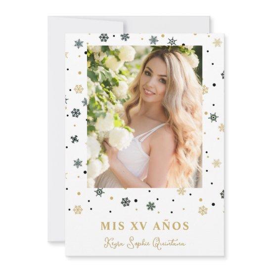 Fake Golden Snowflake Photo Quinceañera Spanish