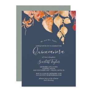 Fall Leaves | Navy Blue & Burgundy Quinceañera