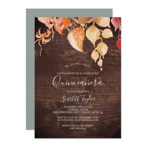 Fall Leaves | Rustic Brown Wood Quinceañera