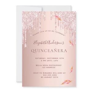 Fall Quinceanera rose gold glitter drip