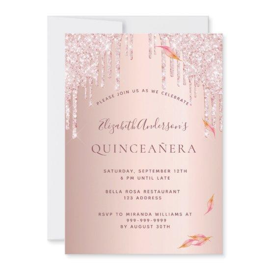 Fall Quinceanera rose gold glitter drip