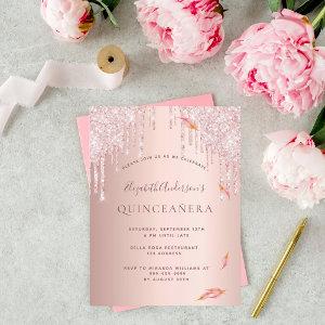 Fall Quincenera party rose gold glitter  Postcard
