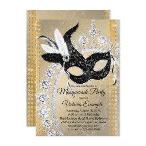 Fancy Black Gold Diamond Masquerade Birthday Party
