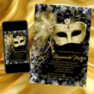 Fancy Black Gold Glitter Masquerade Party