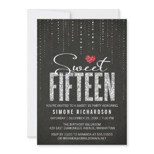 Fancy Black Silver Red Sweet 15 Birthday Party
