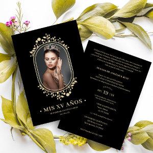 Fancy Botanical Oval Frame Spanish Quinceañera