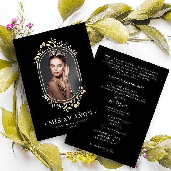 Fancy Botanical Oval Frame Spanish Quinceañera