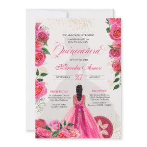 Fancy Charra Pink Gold Roses Country Quinceanera
