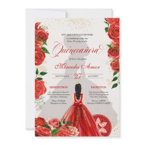 Fancy Charro Red Roses Quinceanera