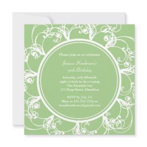 Fancy Floral Birthday Invite (green)