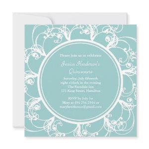 Fancy Floral Quinceanera Invite (turquoise)