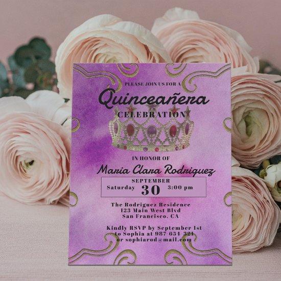 Fancy Jeweled Crown On Pink Quinceañera