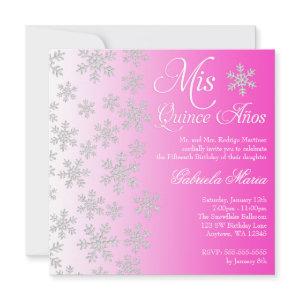 Fancy Pink Snowflake Winter Wonderland Quinceanera