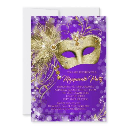 Fancy Purple Gold Glitter Masquerade Party