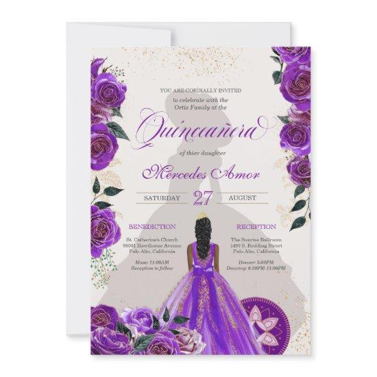 Fancy Purple Roses Western Charro Quinceanera
