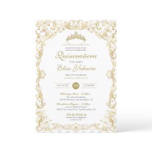 Fancy Regal White Gold Elegant Quinceanera