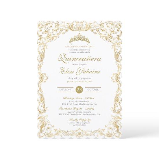 Fancy Regal White Gold Elegant Quinceanera