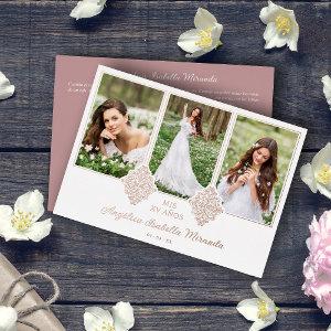 Fancy Romantic Rose Gold My XV Spanish 3 Photos  Foil