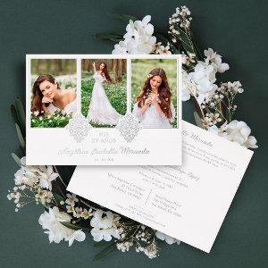 Fancy Romantic XV Spanish 3 Photos Silver Lace Foil