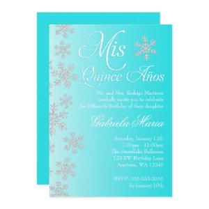 Fancy Teal Snowflake Winter Wonderland Quinceanera