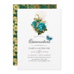 Fantasy Turquoise and Gold Quinceañera