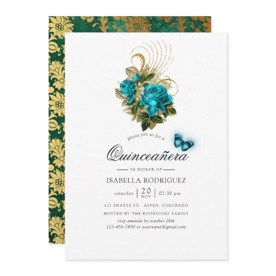 Fantasy Turquoise and Gold Quinceañera