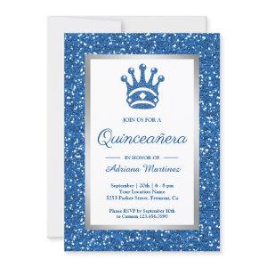 Faux Blue Glitter Tiara Princess Quinceanera