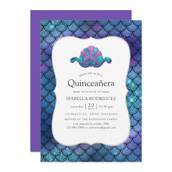Faux Glitter Mermaid Scale Pattern Quinceanera