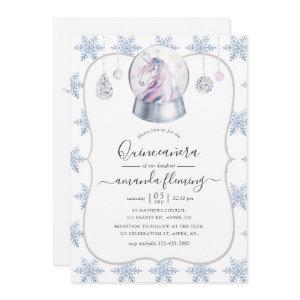 Faux Glitter Unicorn Winter Wonderland Quinceañera