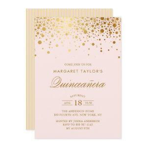 Faux Gold Foil Confetti Blush Pink Quinceañera
