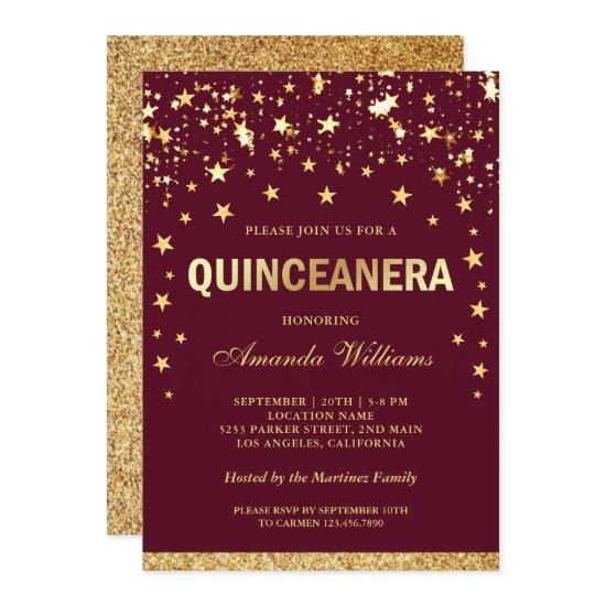 Faux Gold Glitter Stars Confetti Quinceanera