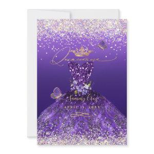 Faux Hologram Glitter Purple Dress Quinceanera  In