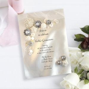 Faux Pearl and Diamond Buttons Quinceañera Party