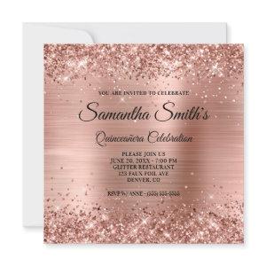 Faux Rose Gold Glitter and Foil Quinceañera