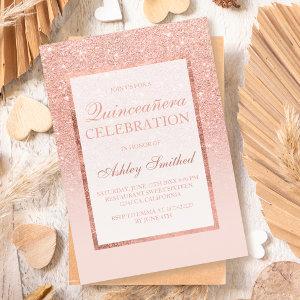 Faux rose gold glitter elegant chic Quinceañera