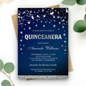 Faux Silver Glitter Stars Confetti Quinceanera